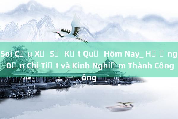 Soi Cầu Xổ Số Kết Quả Hôm Nay_ Hướng Dẫn Chi Tiết và Kinh Nghiệm Thành Công