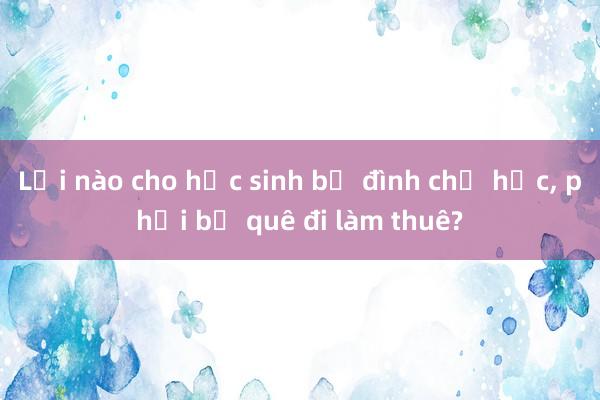 Lối nào cho học sinh bị đình chỉ học， phải bỏ quê đi làm thuê?